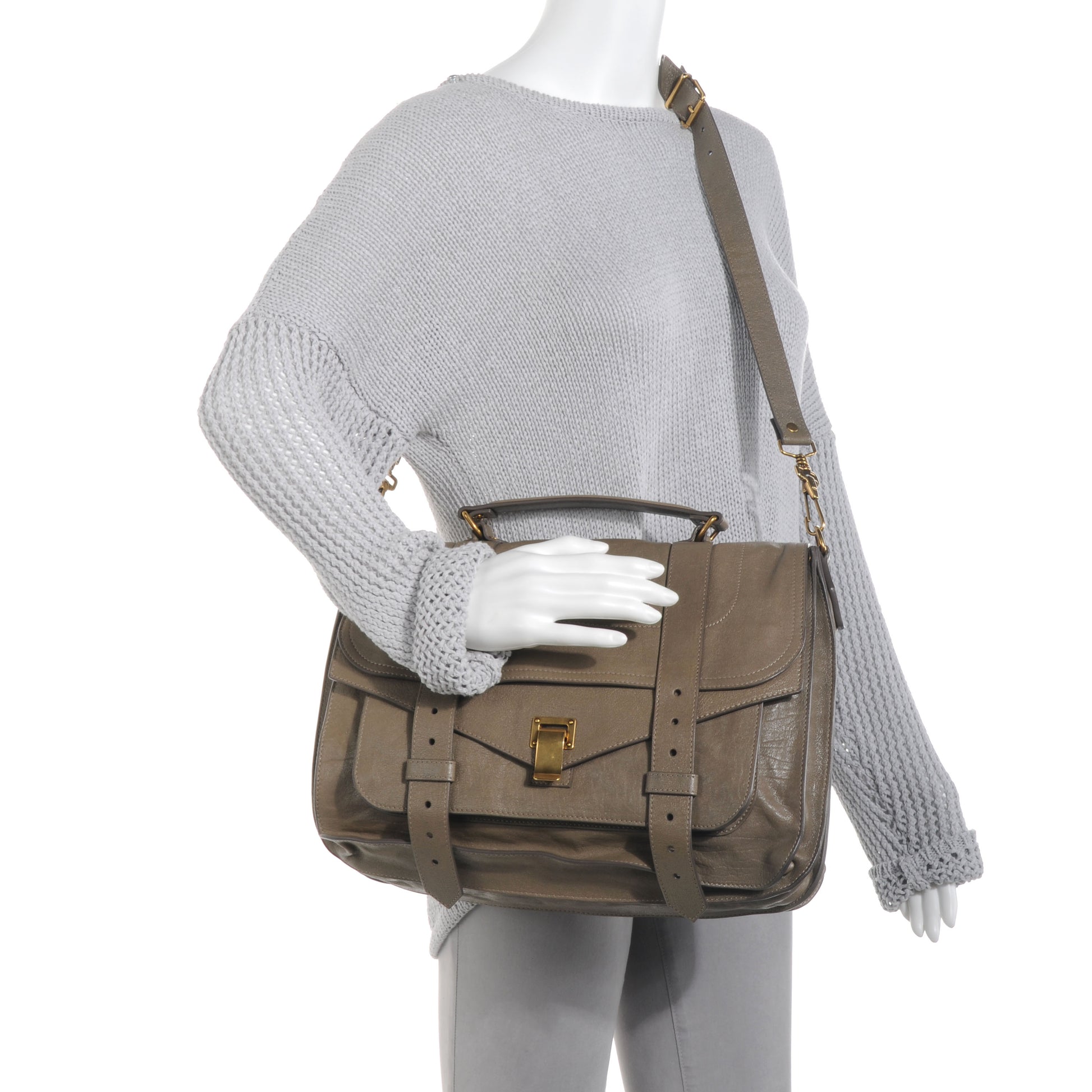 Proenza Schouler Lambskin PS1 Large Satchel Smoke 2 of 11