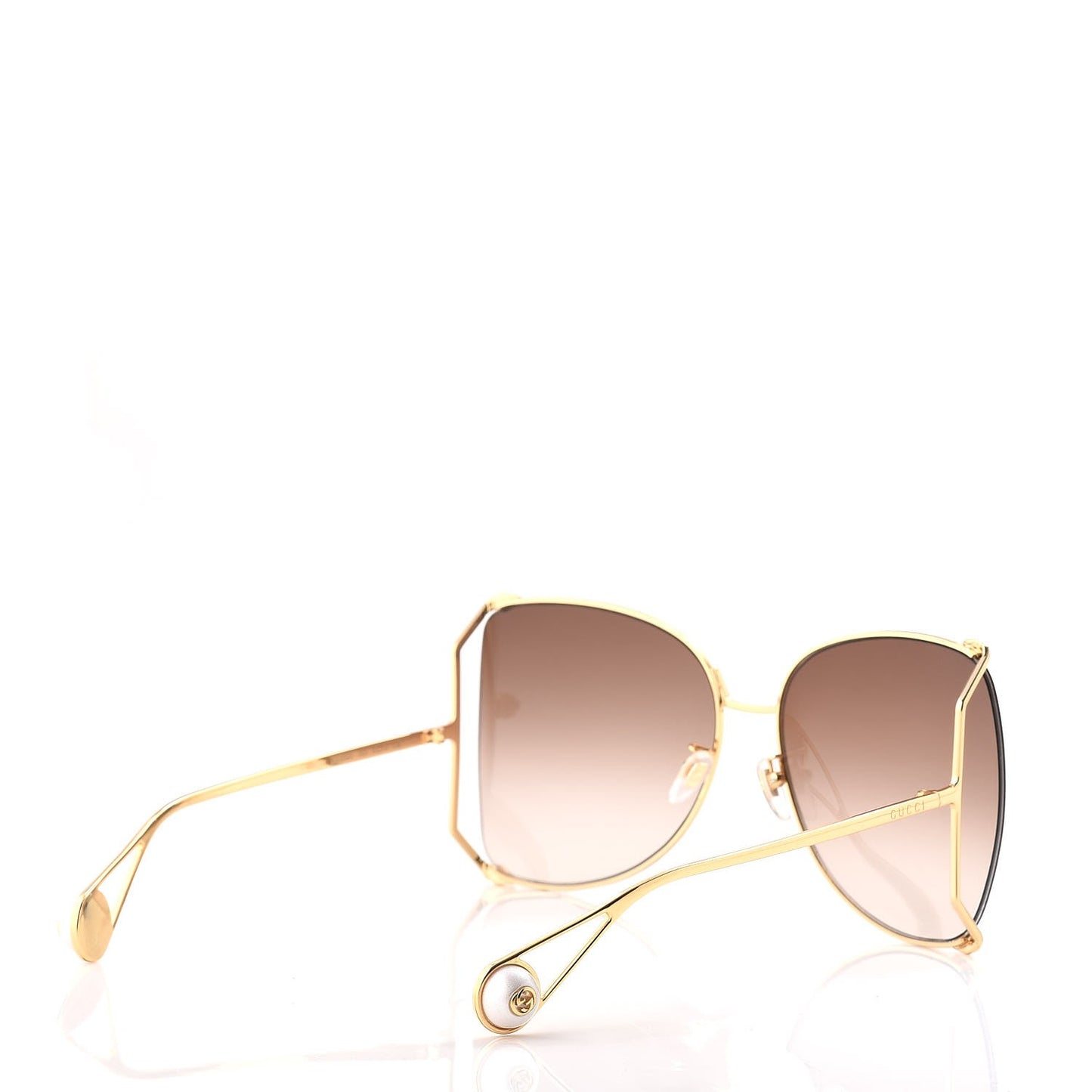Oversized Round Sunglasses GG0252S Gold Brown