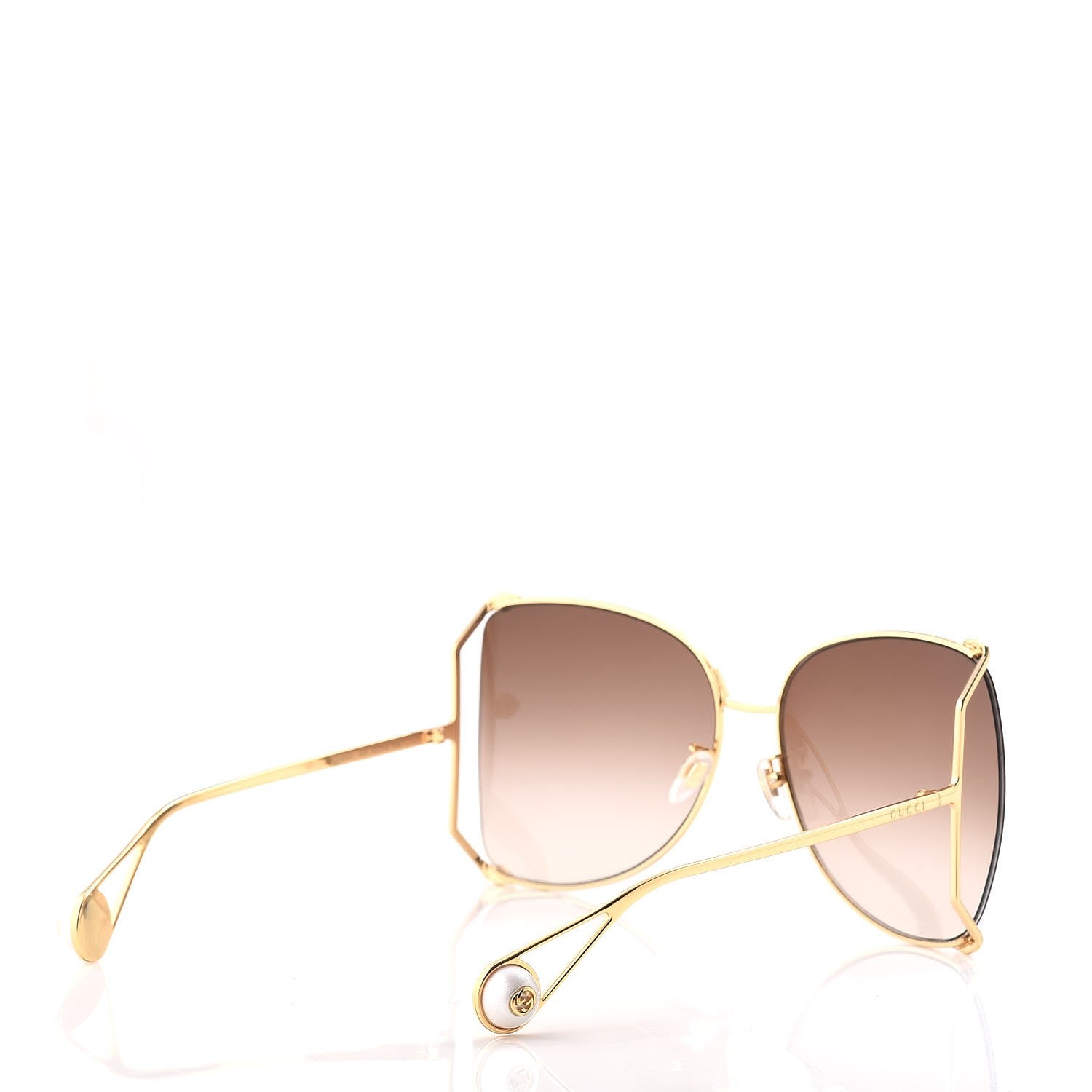 Gucci Oversized Round Sunglasses GG0252S Gold Brown 4 of 9
