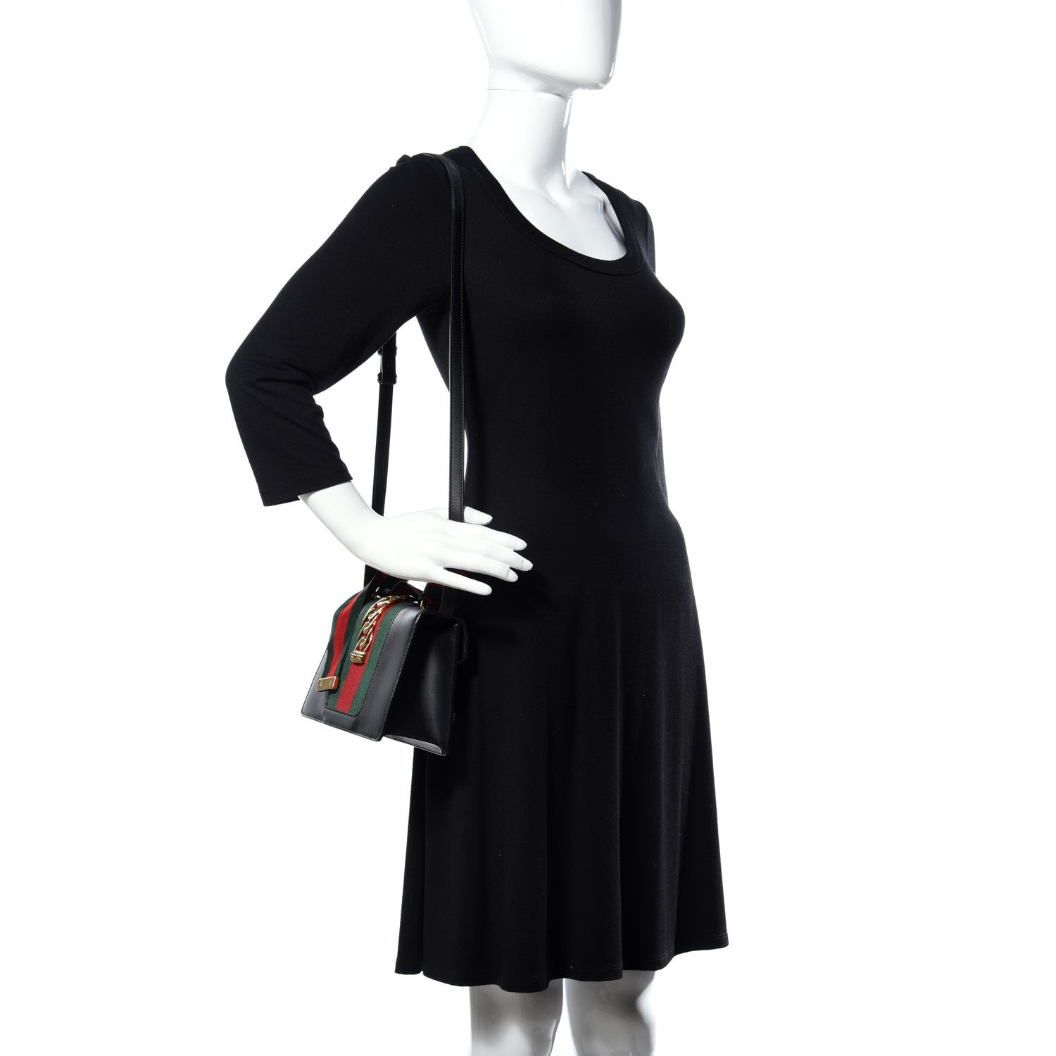 Gucci Calfskin Mini Sylvie Top Handle Bag Black 2 of 18