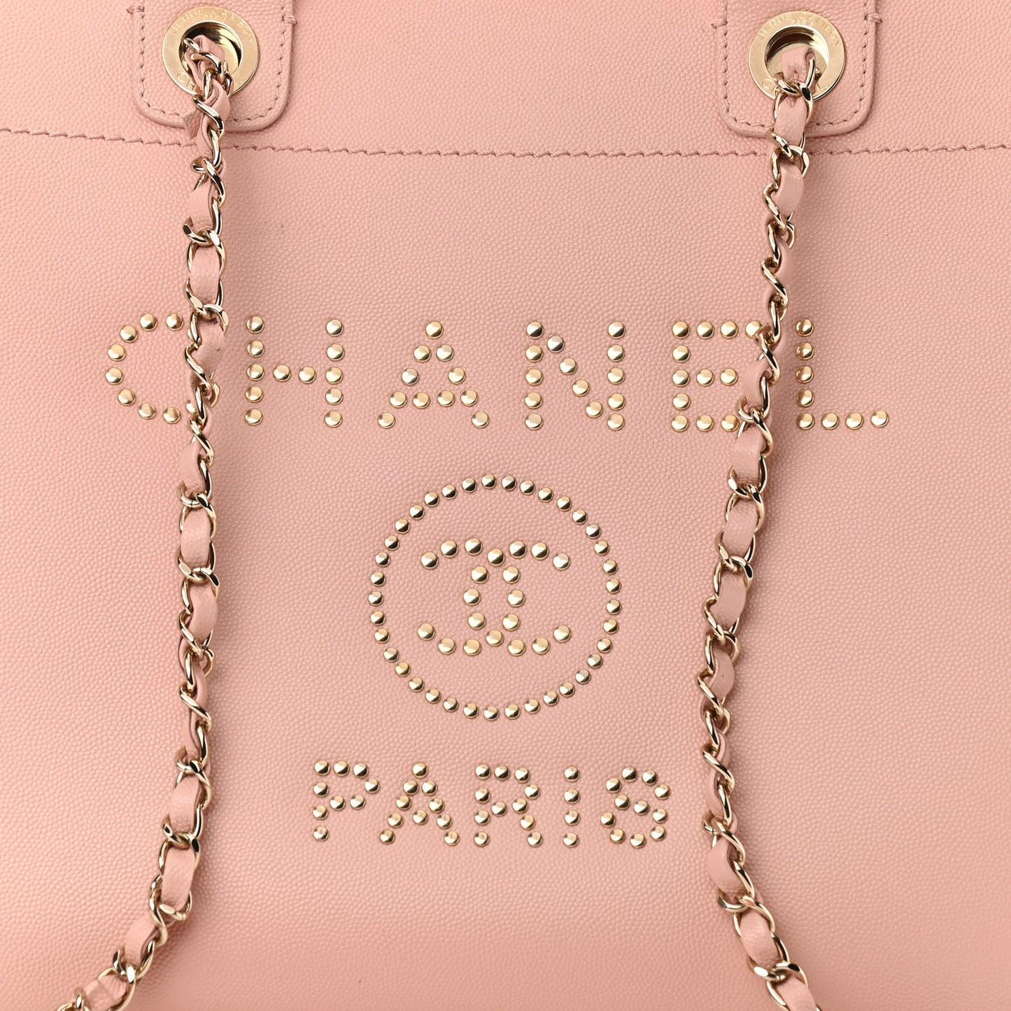 Caviar Medium Studded Deauville Tote Light Pink