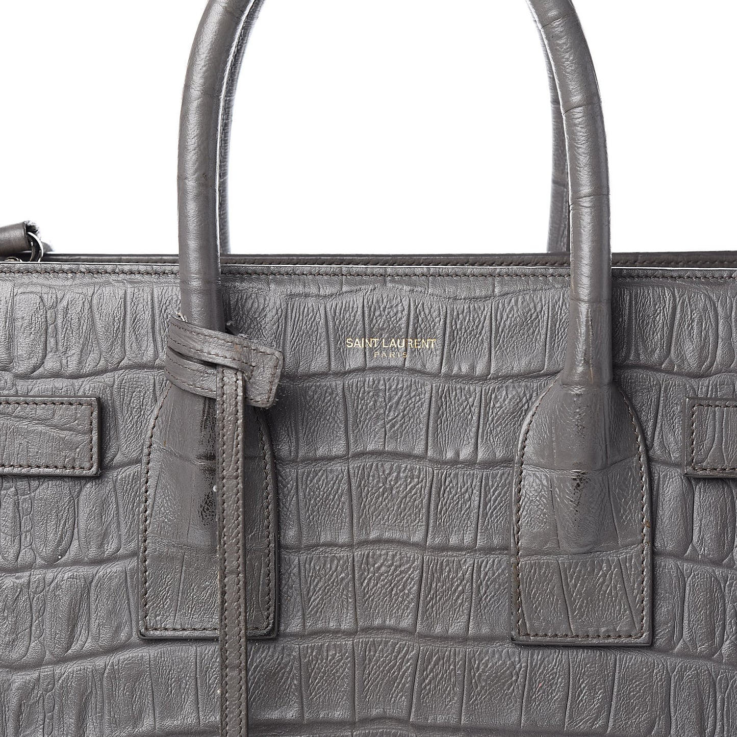 Calfskin Crocodile Embossed Small Sac De Jour Fog