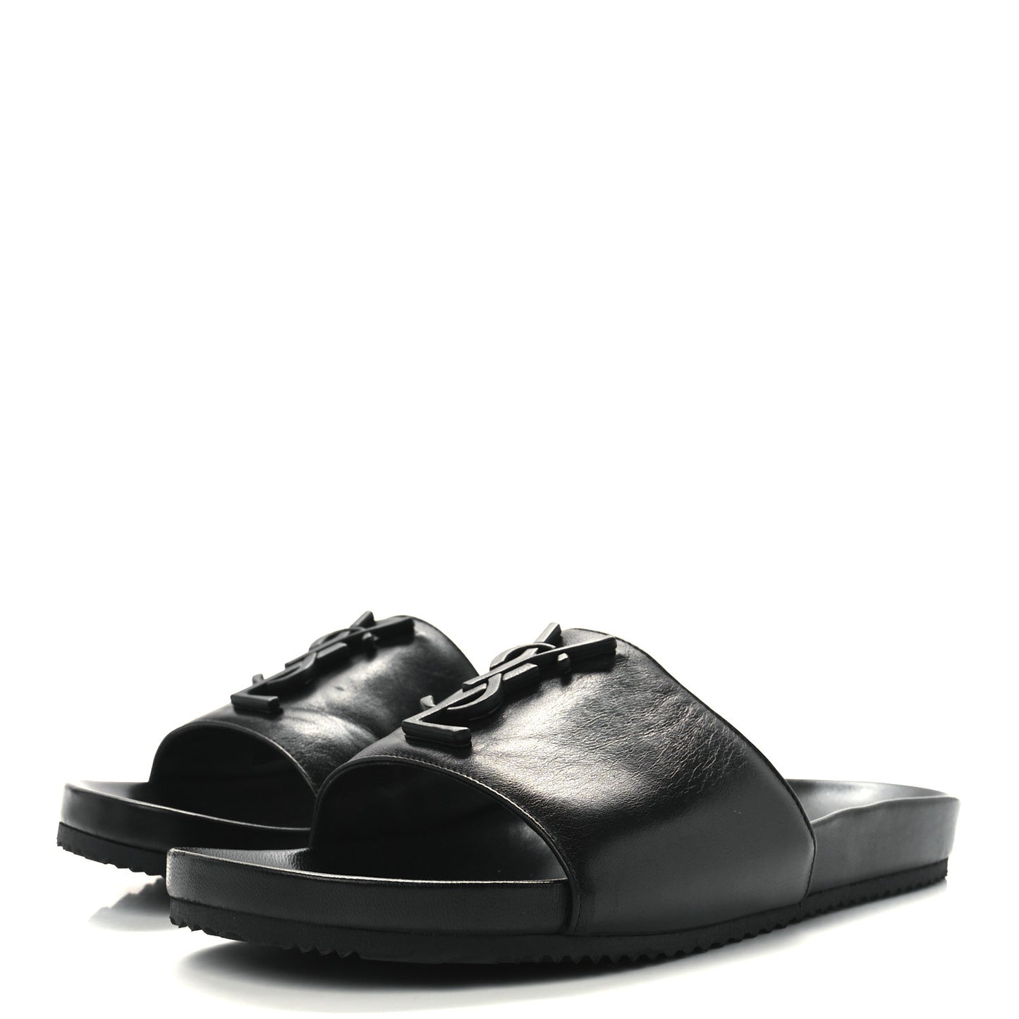 Calfskin Monogram Jimmy Joan Slide Sandals 38.5 Black