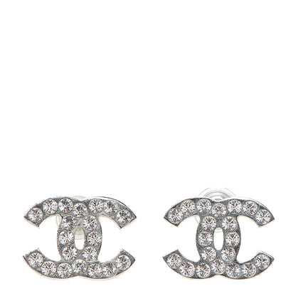 Chanel Crystal Timeless CC Earrings Silver 1 of 4