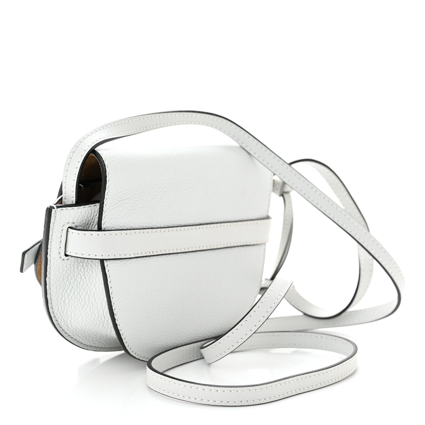 Pebble Grain Calfskin Mini Gate Bag Kaolin