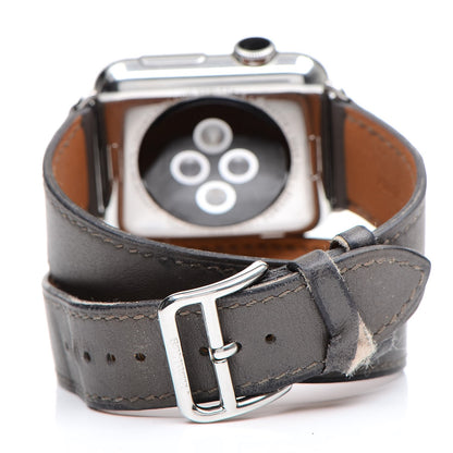 Hermes Stainless Steel Swift 38mm Apple Watch Double Tour Etain 4 of 12