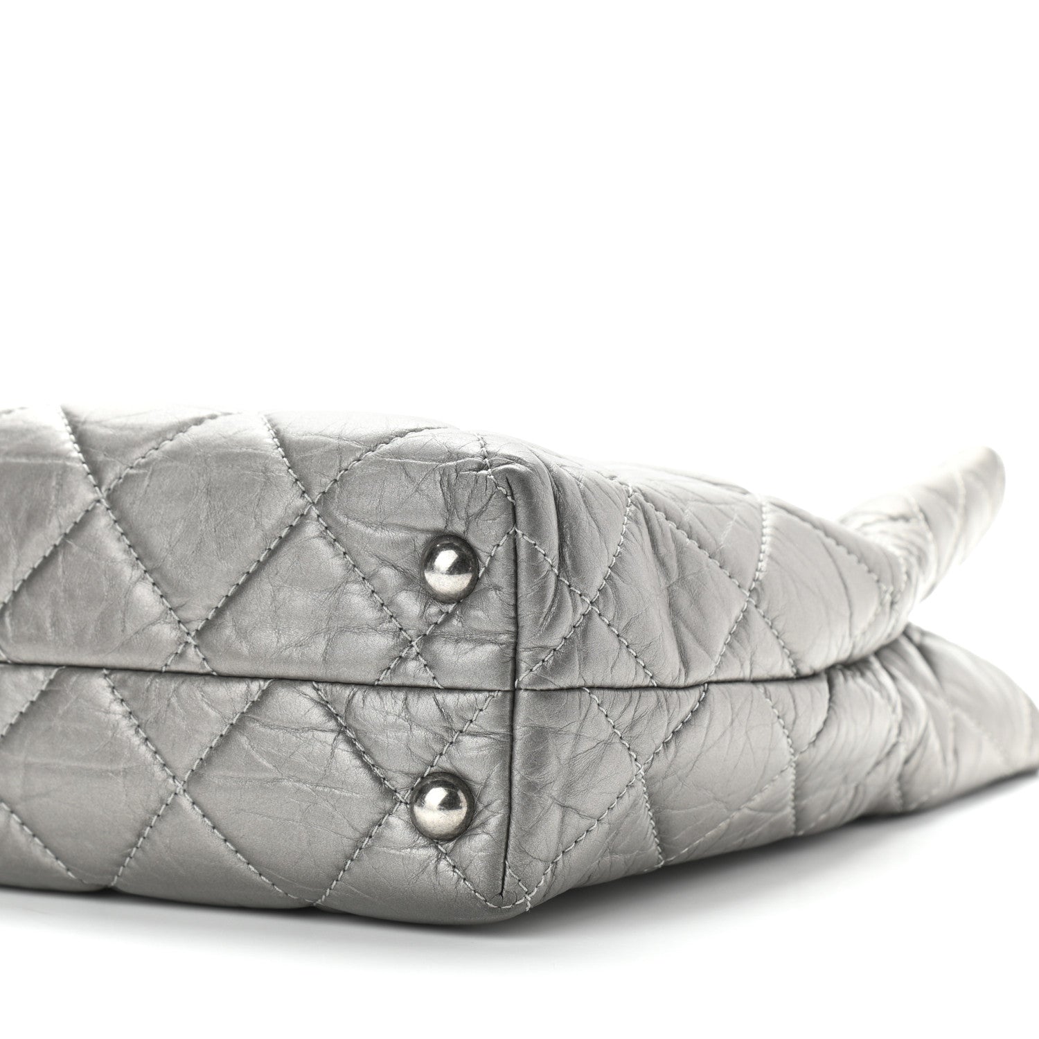 Chanel Metallic Aged Calfskin Quilted Reissue 2.55 Tote Dark Grey 10 of 12