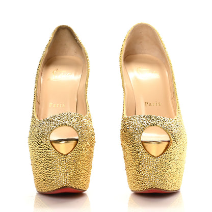 Christian Louboutin Crystal Suede Burma Daffodile Strass 160 Pumps 37.5 Gold 2 of 8