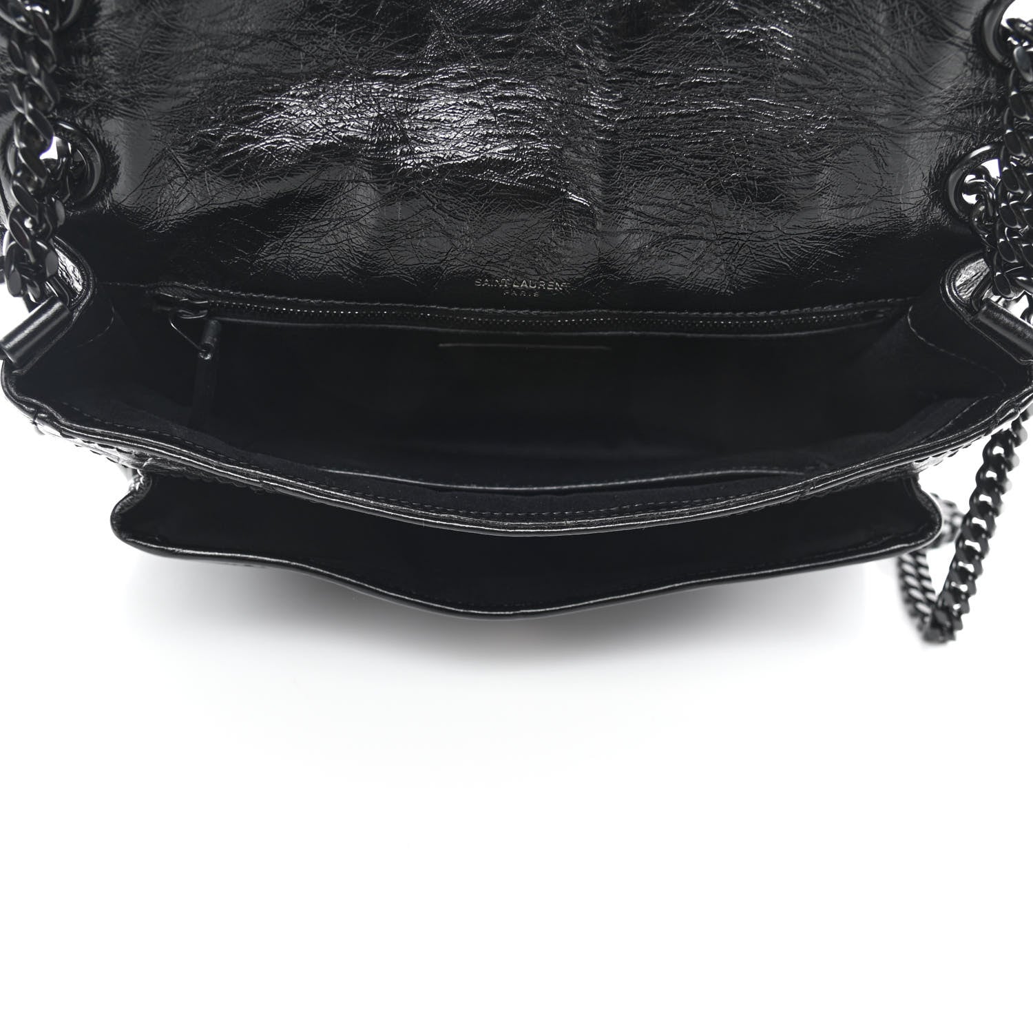 Saint Laurent Crinkled Calfskin Matelasse Monogram Medium Niki Chain Satchel Black 4 of 4