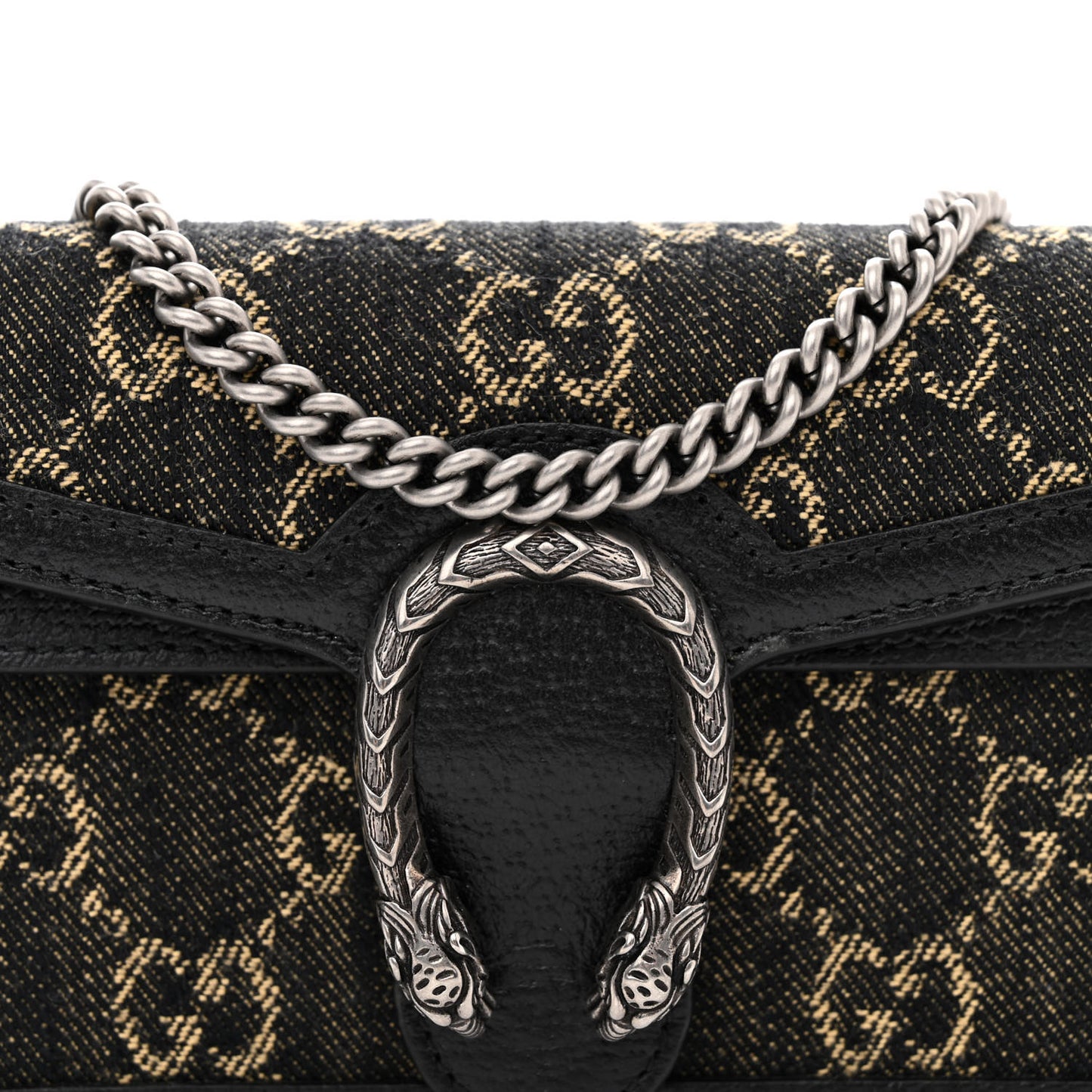 Jacquard Black Denim GG Monogram Super Mini Dionysus Shoulder Bag Black Ivory