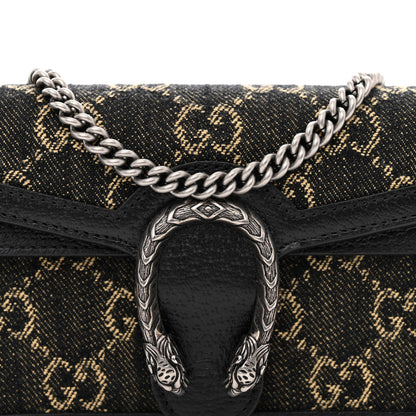Gucci Jacquard Black Denim GG Monogram Super Mini Dionysus Shoulder Bag Black Ivory 7 of 9