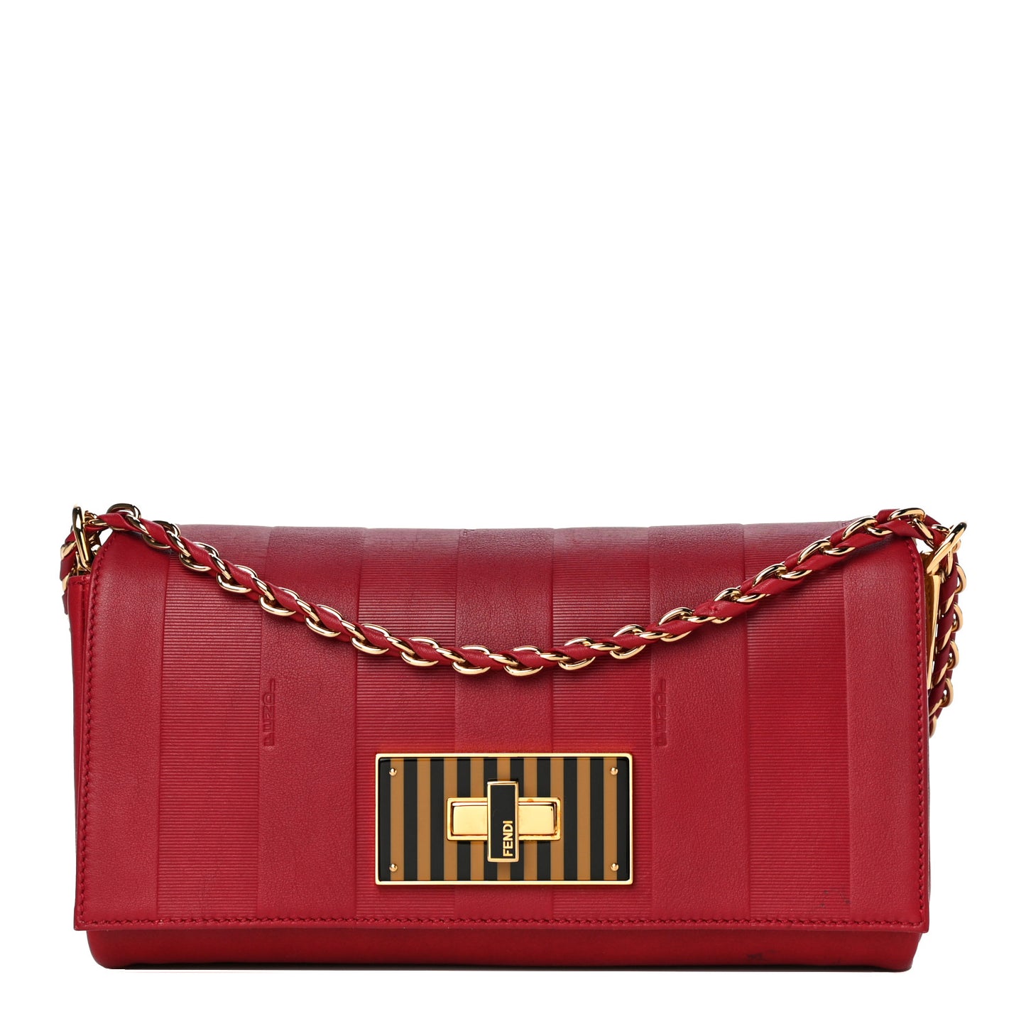 Calfskin Paris Pequin Small Shoulder Bag Red
