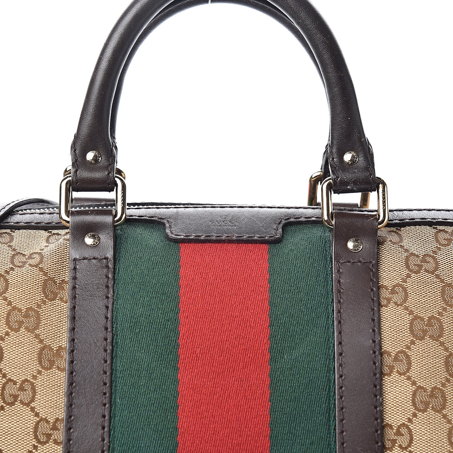 Gucci Monogram Vintage Web Medium Boston Dark Brown 13 of 13