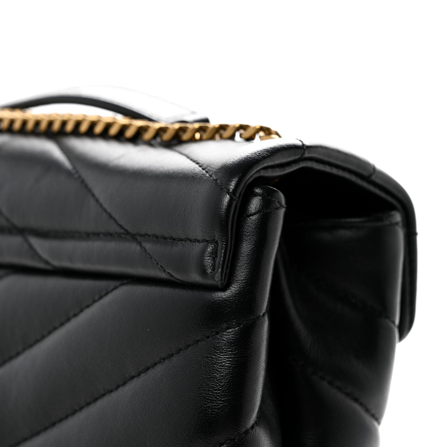 Saint Laurent Calfskin Y Quilted Monogram Small Loulou Chain Satchel Black 13 of 14