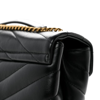 Saint Laurent Calfskin Y Quilted Monogram Small Loulou Chain Satchel Black 13 of 14