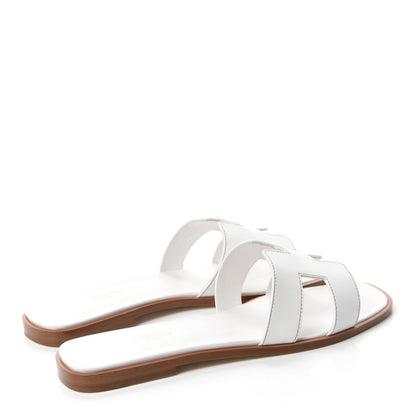 Hermes Box Calfskin Oran Sandals 40 White 4 of 9