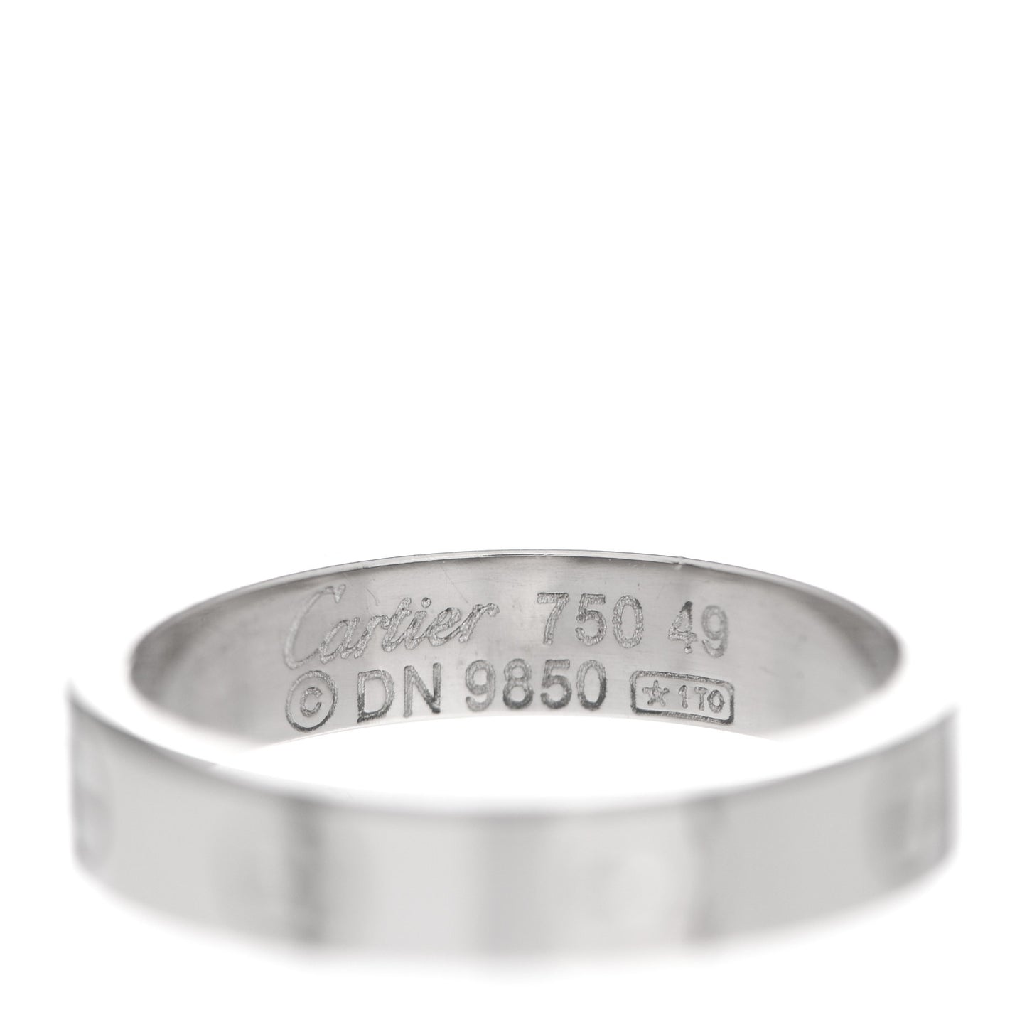18K White Gold 3.5mm LOVE Wedding Band Ring 49 4.75