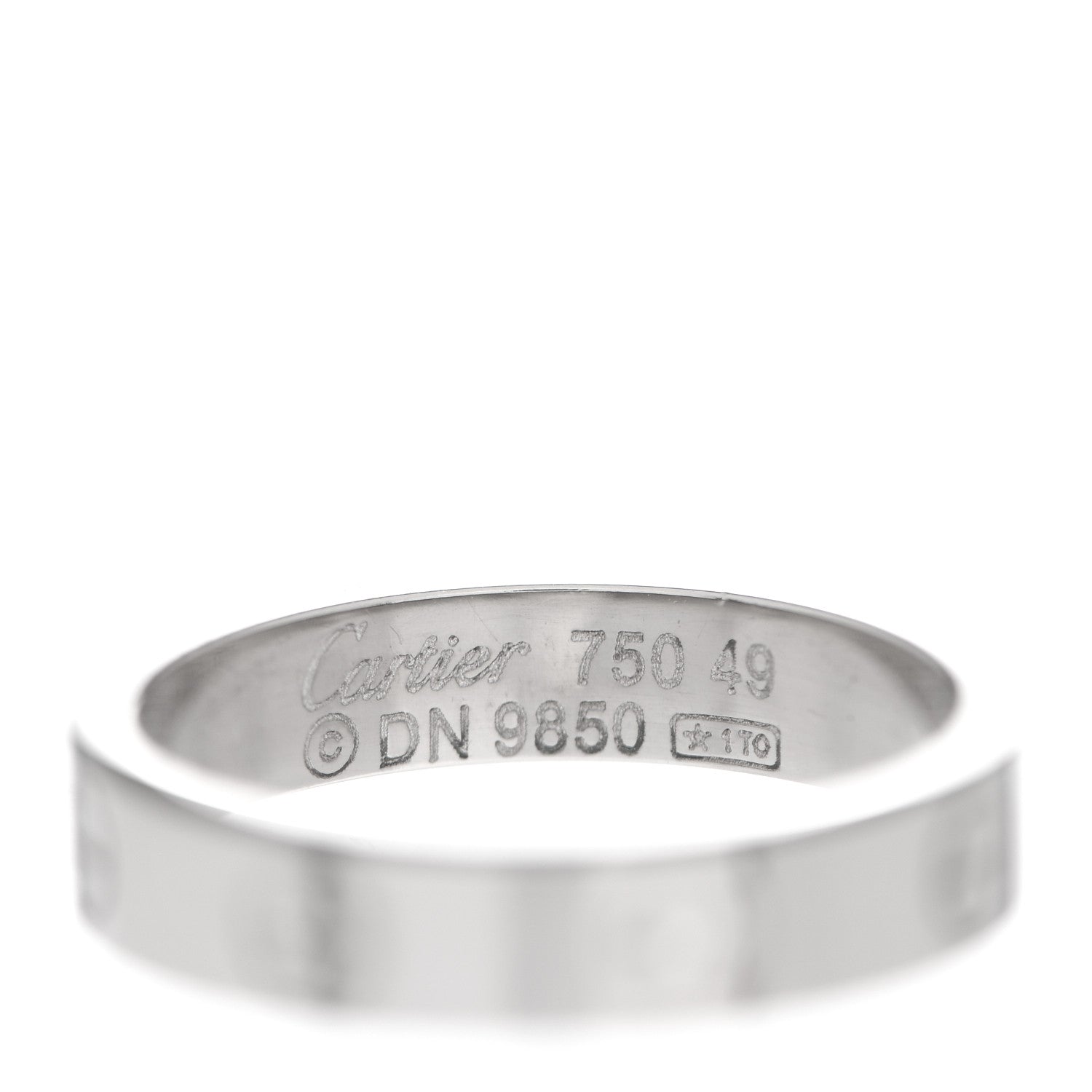 Cartier 18K White Gold 3.5mm LOVE Wedding Band Ring 49 4.75 4 of 4