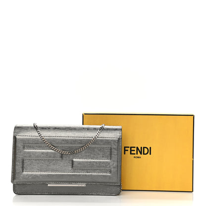 Fendi Vitello Mirror Elite Tube Wallet on Chain Graphite 12 of 12