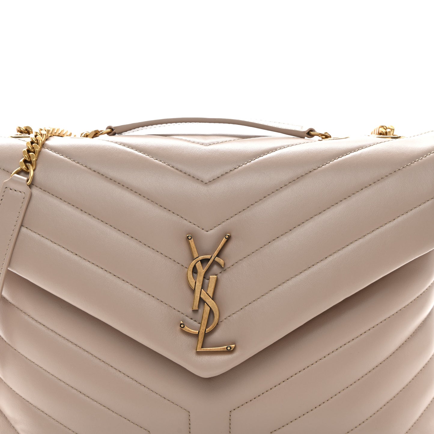 Calfskin Y Quilted Monogram Medium Loulou Chain Satchel Light Natural