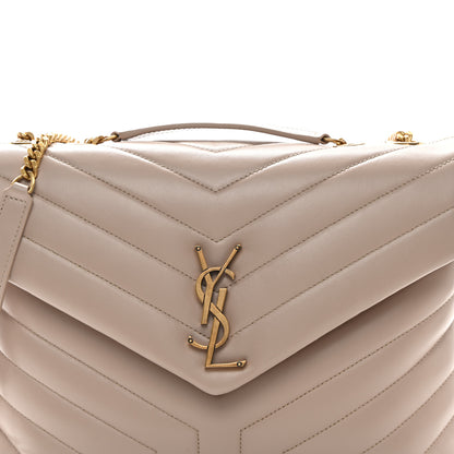 Saint Laurent Calfskin Y Quilted Monogram Medium Loulou Chain Satchel Light Natural 9 of 11