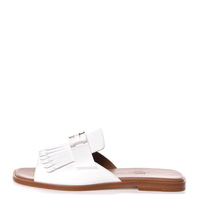 Hermes Calfskin Auteuil Sandals 37 White 1 of 8