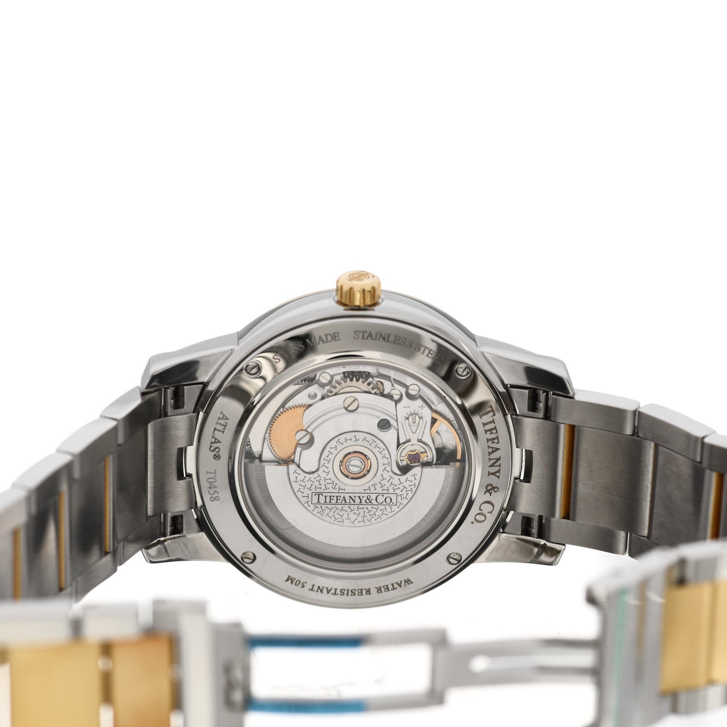 Tiffany Stainless Steel 18K Yellow Gold 37mm Atlas 3-Hand Automatic Watch 4 of 5