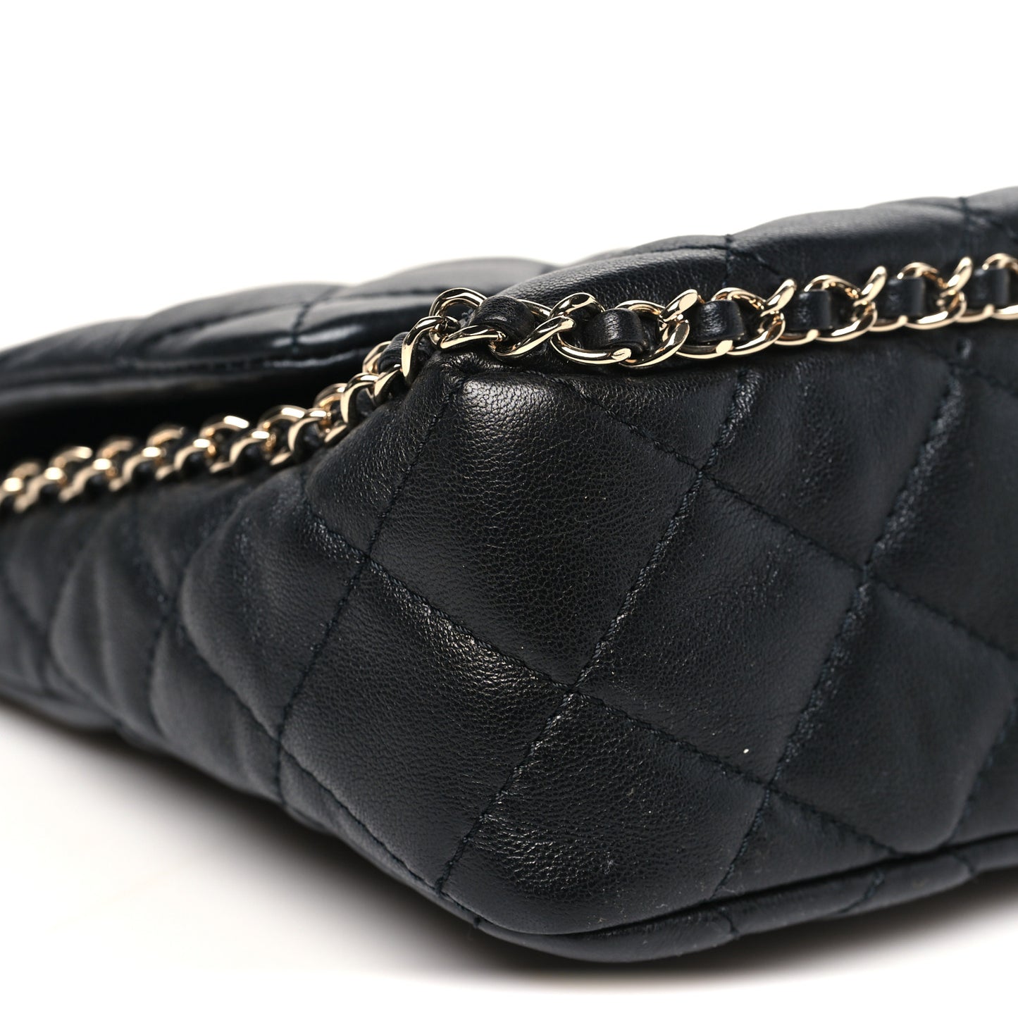Lambskin Quilted Enamel CC Chain Frame Flap Black