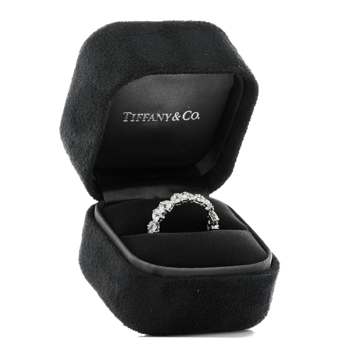 Tiffany Platinum Diamond Victoria Alternating Band Ring 53 6.25 5 of 5
