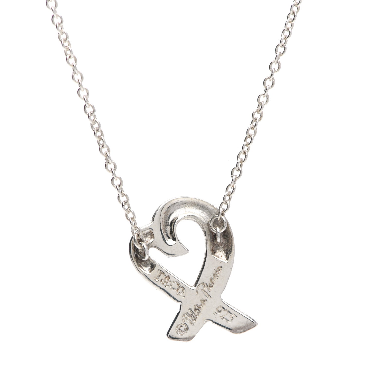 Tiffany Sterling Silver Paloma Picasso Loving Heart Pendant Necklace 4 of 8