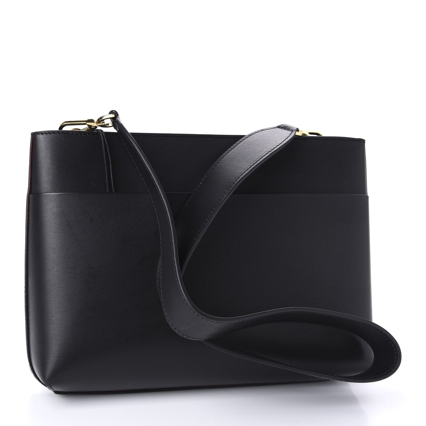 Calfskin Logo Debossed Bag Black