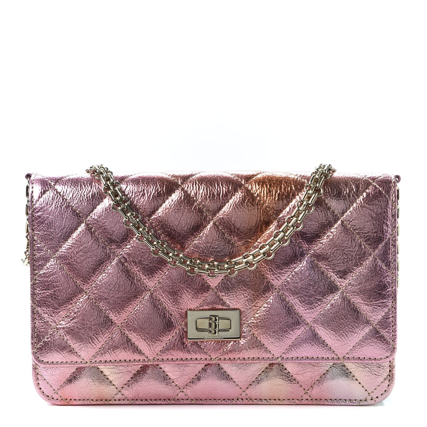 Metallic Goatskin Quilted 2.55 Reissue Wallet on Chain WOC Multicolor