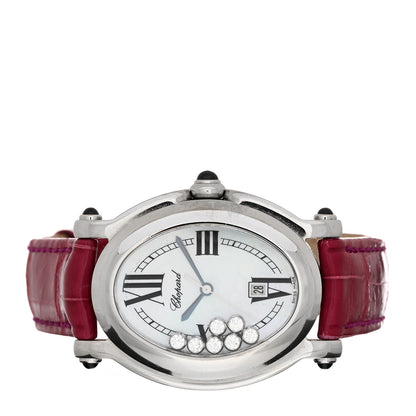 Chopard Stainless Steel Alligator 7 Diamond Mother of Pearl 31mm Oval Happy Sport Quartz Watch 2 of 4