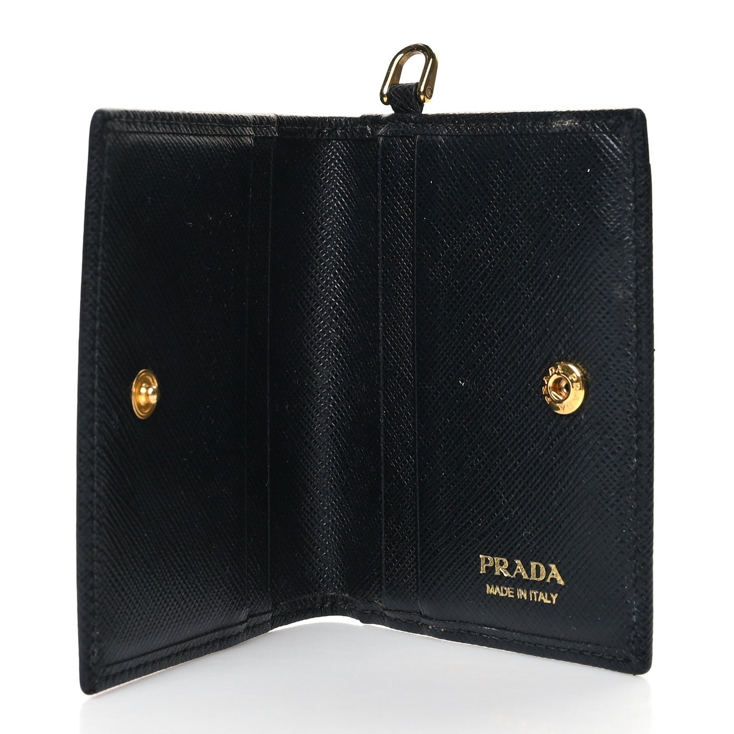 Saffiano Metal Card Holder Wristlet Black