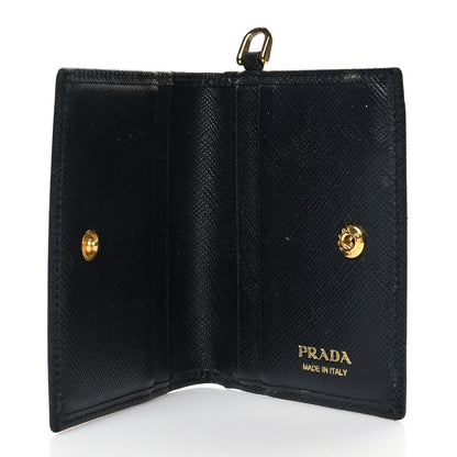 Prada Saffiano Metal Card Holder Wristlet Black 5 of 9
