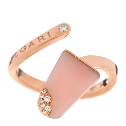 Bulgari 18K Rose Gold Diamond Pink Opal Gelati Ring 54 6.75 1 of 6