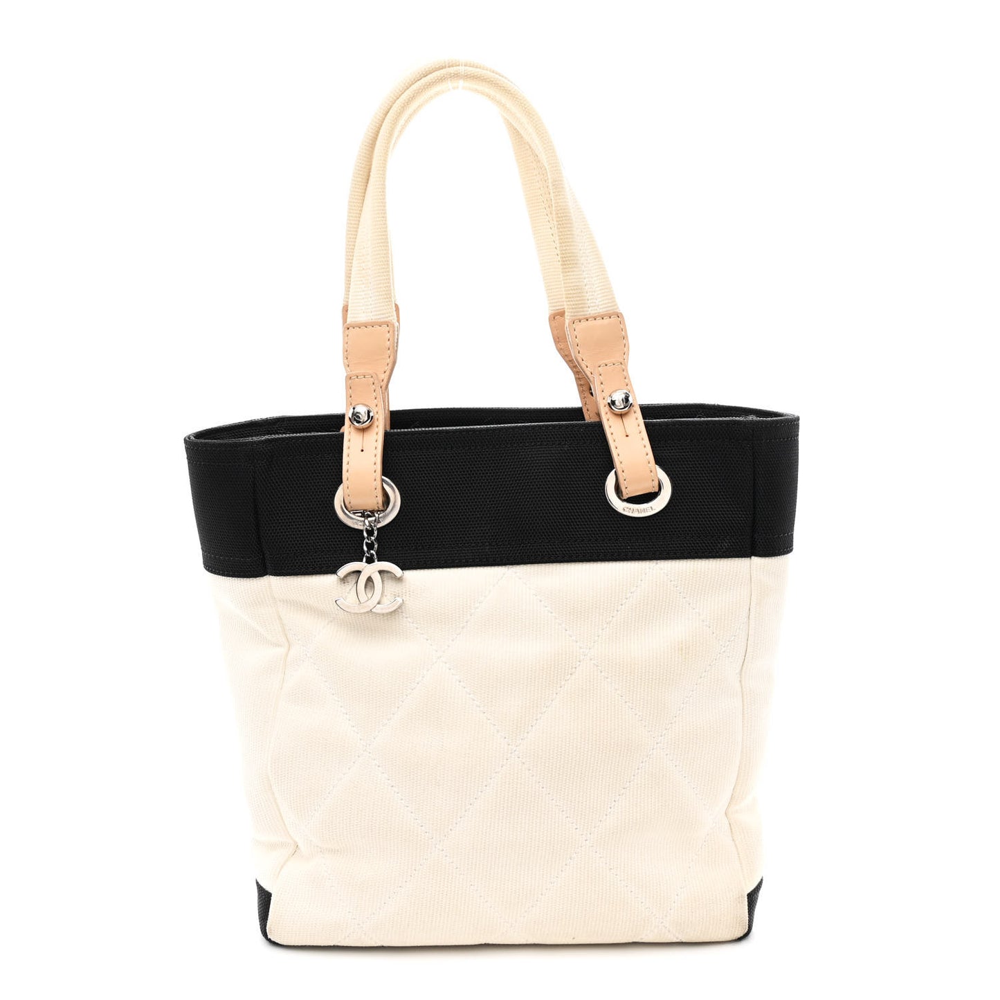 Canvas Paris Biarritz Small Tote White Black