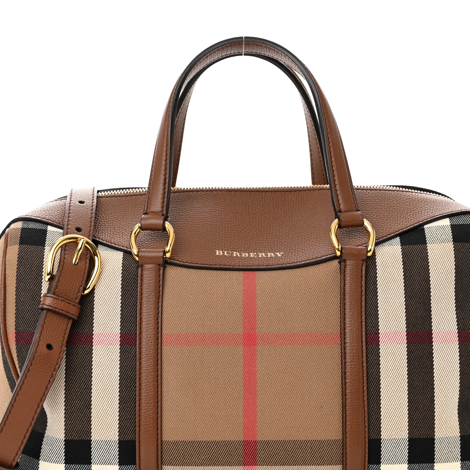 Burberry House Check Derby Calfskin Medium Alchester Bowling Bag Tan 7 of 10