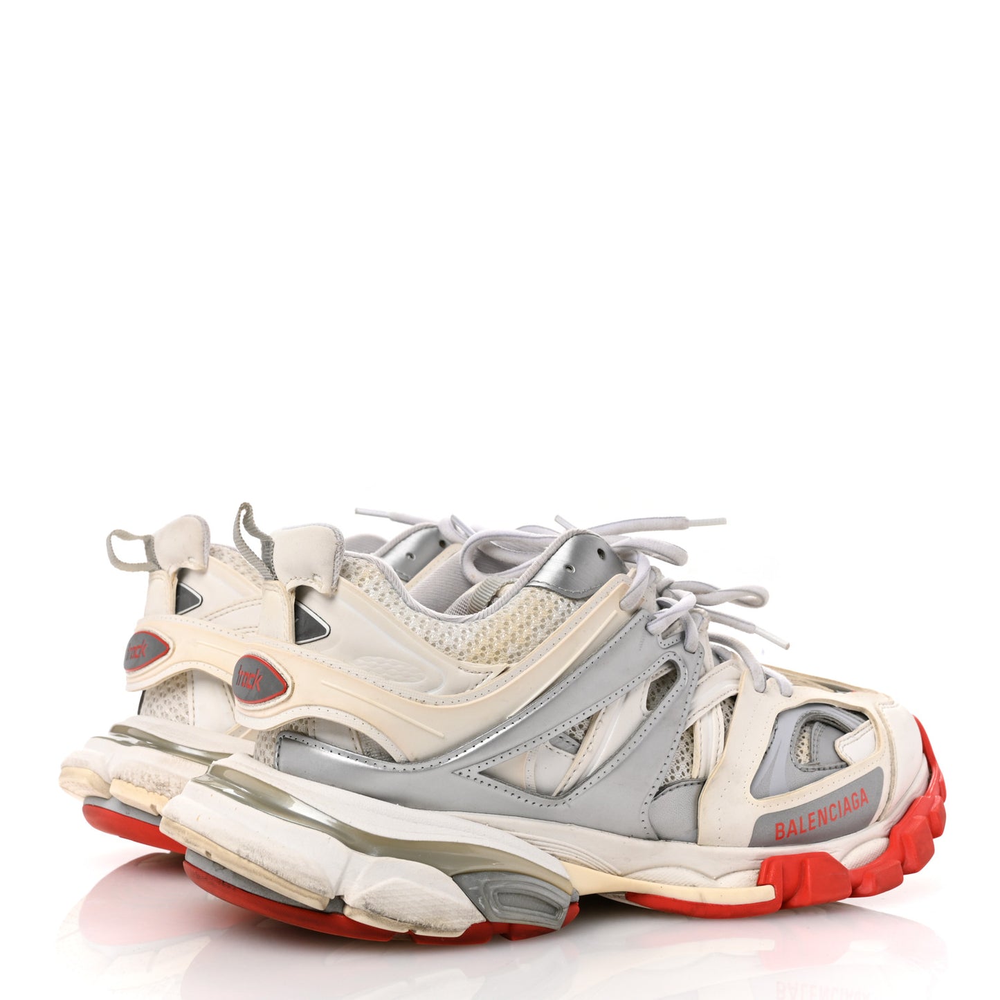 Mesh Worn Out Mens Track Sneakers 42 White Red Silver