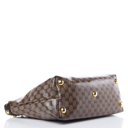 Gucci Crystal Monogram Medium Babouska Shopping Tote Dark Brown 4 of 21