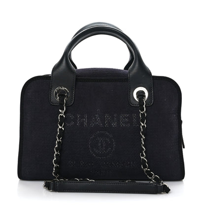 Chanel Mixed Fibers Deauville Bowling Bag Black 1 of 9