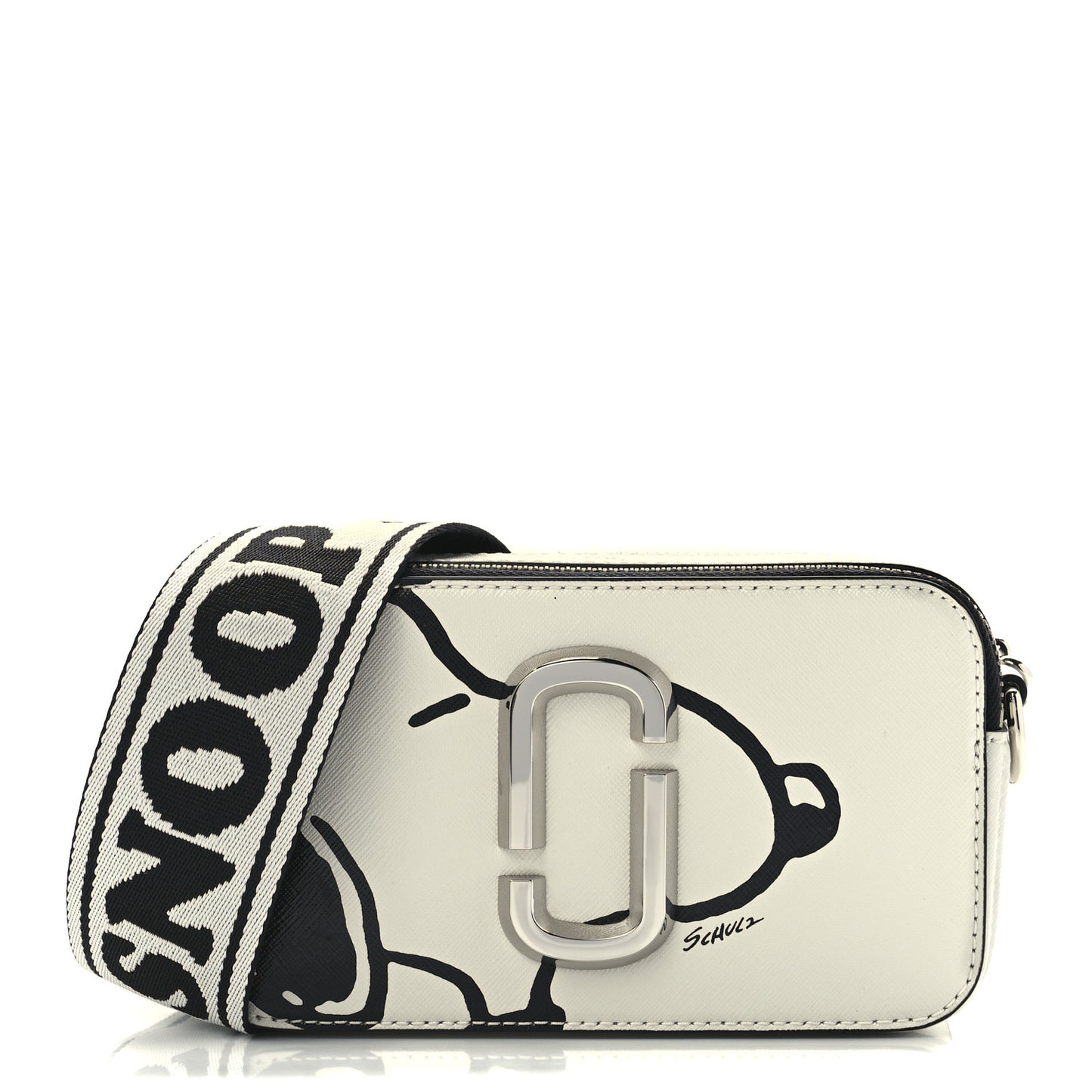 X Peanuts Saffiano Small Snoopy Snapshot Camera Bag White Black