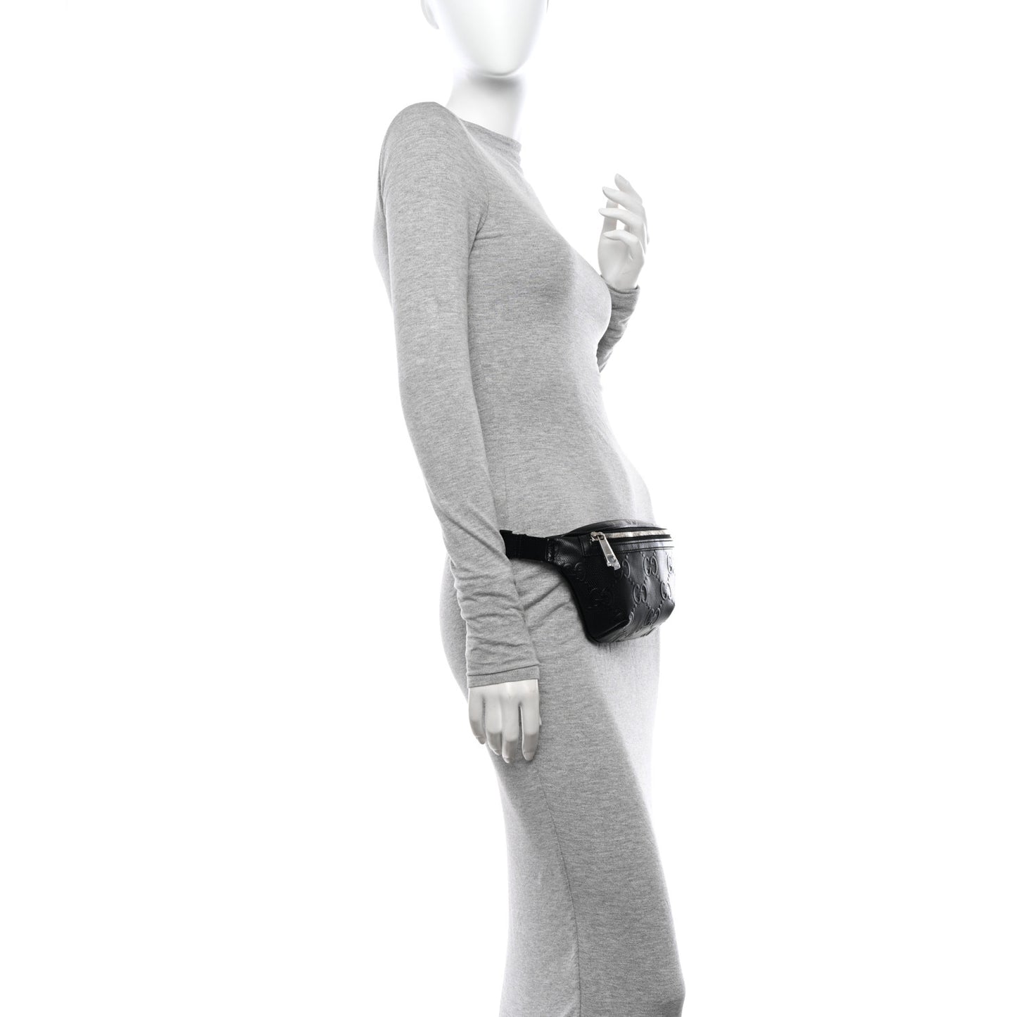 Calfskin GG Tennis Embossed Belt Bag Black