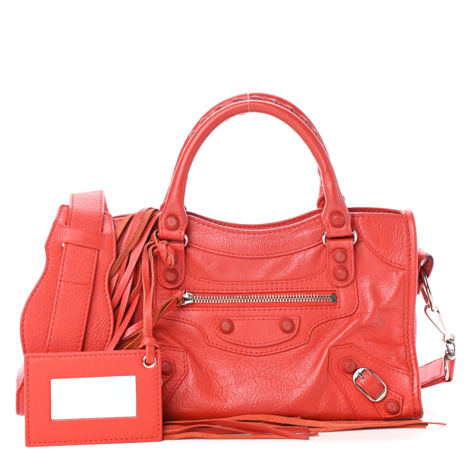 Balenciaga Matte Goatskin Rubber Covered Classic Hardware Mini City Rouge Coquelicot Rouge Braise 1 of 9