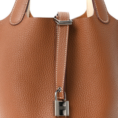 Hermes Taurillon Clemence Swift Eclat Picotin Lock 18 PM Gold Nata 8 of 10