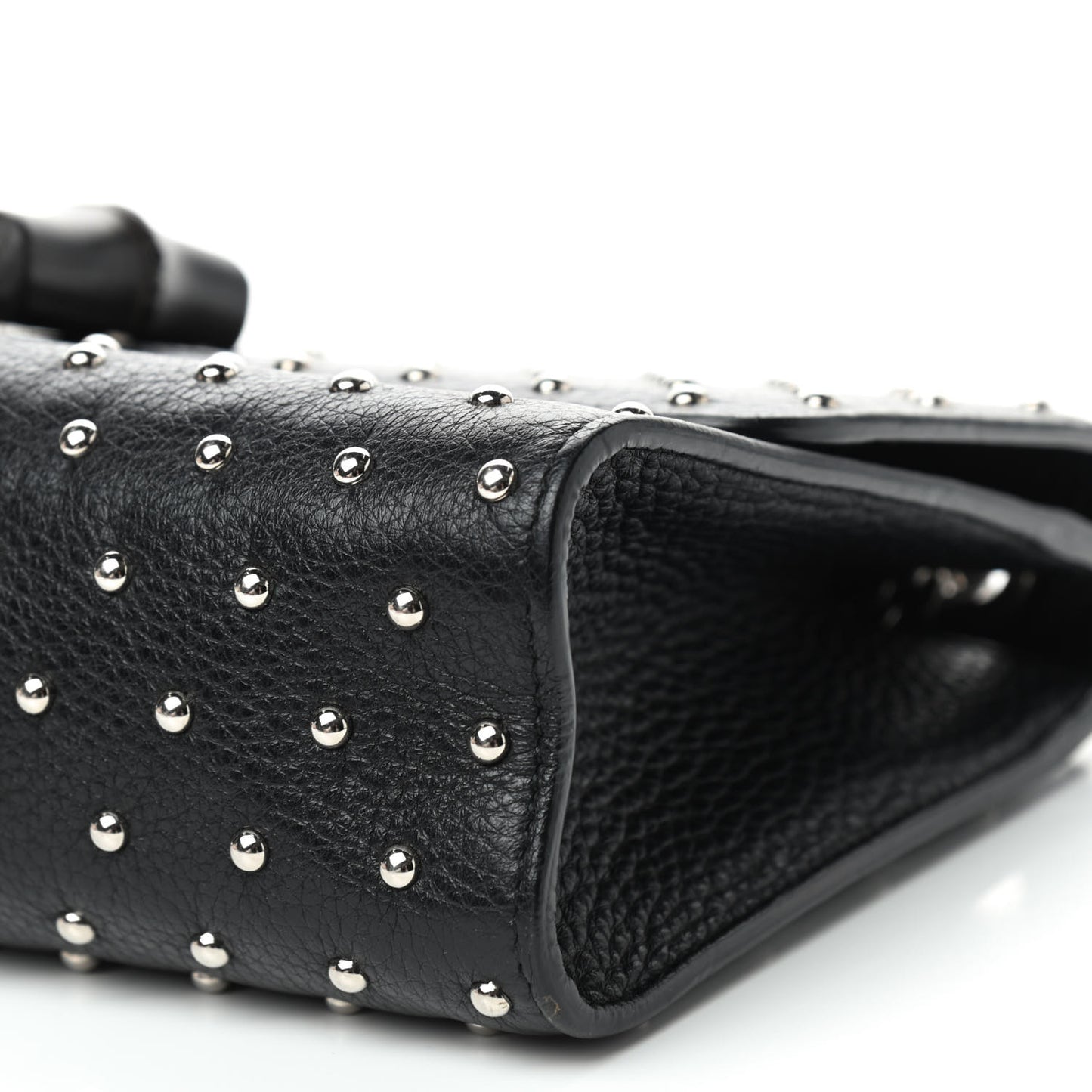 Calfskin Studded Medium Miss Bamboo Shoulder Bag Black