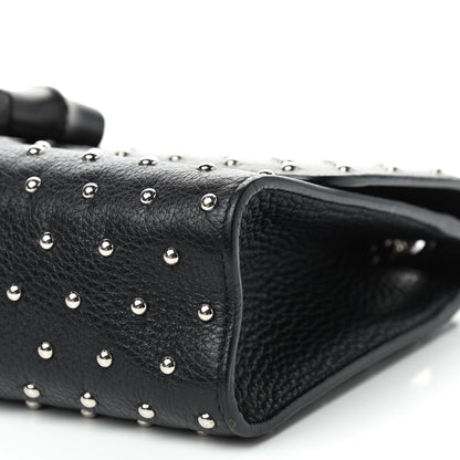 Gucci Calfskin Studded Medium Miss Bamboo Shoulder Bag Black 7 of 9