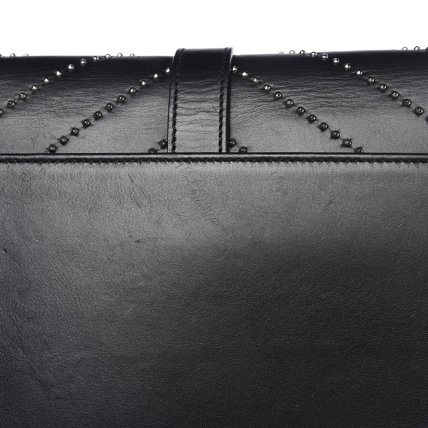 Lambskin Matelasse Chevron Studded Medium Monogram Satchel Black