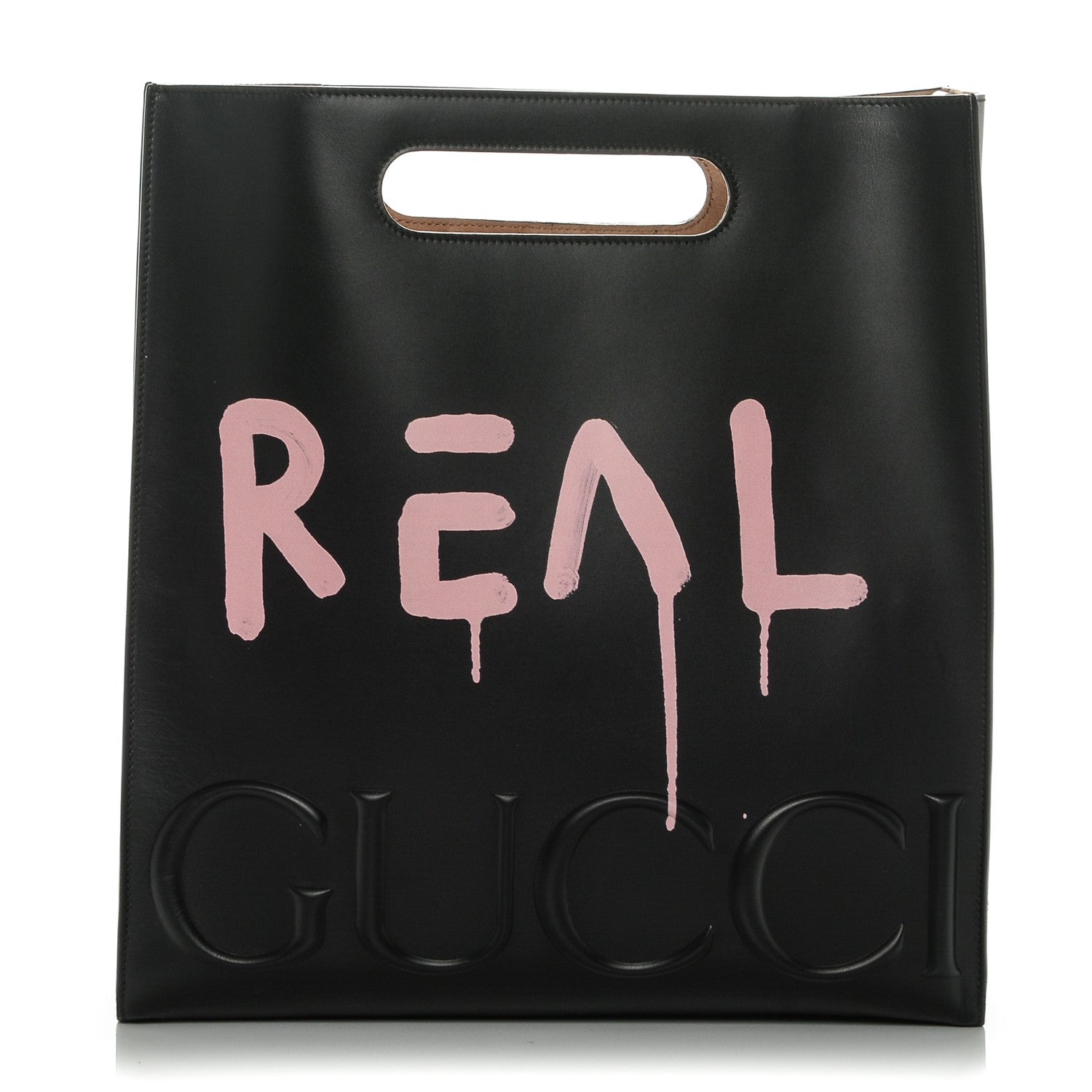 Gucci Calfskin GucciGhost Real Medium XL Tote Black Pink 1 of 6