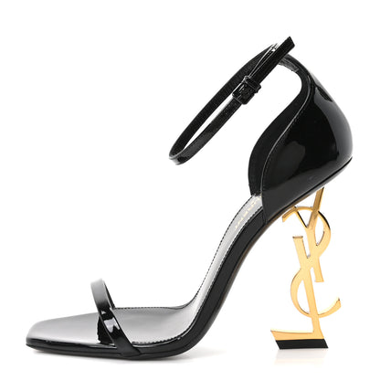 Saint Laurent Patent Calfskin Opyum 110 Sandals Black Gold 37 Black Gold 2 of 20